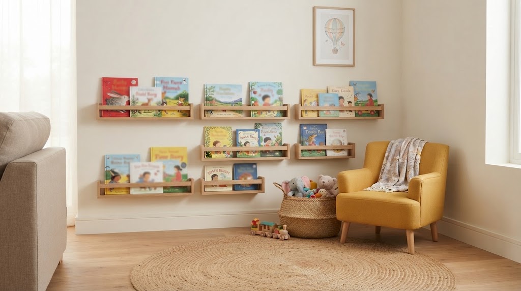 Display books on picture ledges