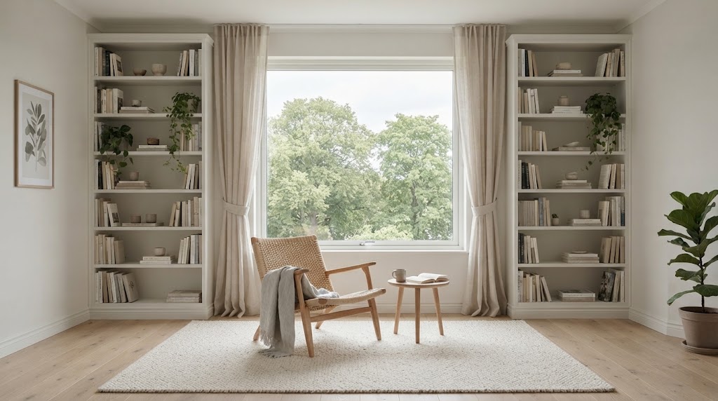 Keep bookcases beside a window