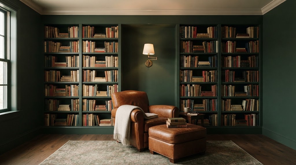 Small Home Library Ideas with Matching Paint