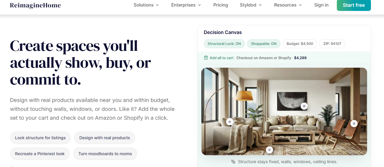 ReimagineHome — Best for Realistic Redesign Concepts