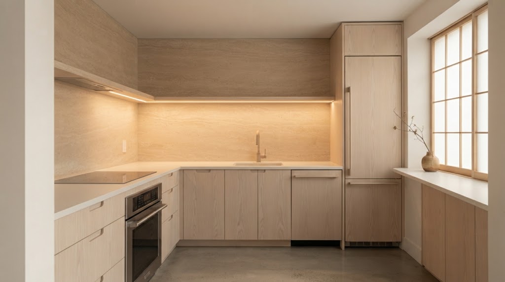 Minimal Japanese-inspired tiny kitchen