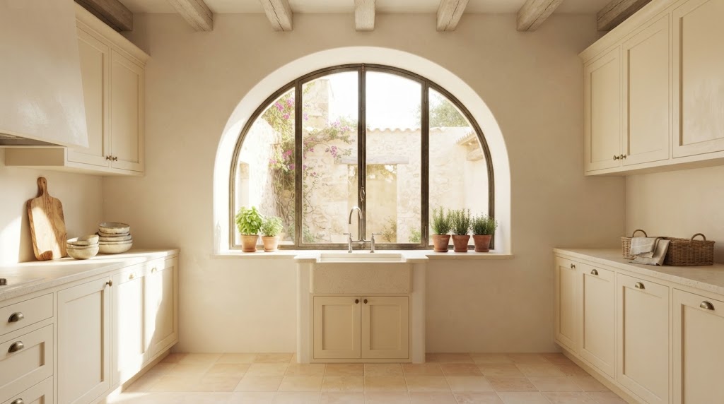 A breathtaking sun-filled Mediterranean apartment kitchen
