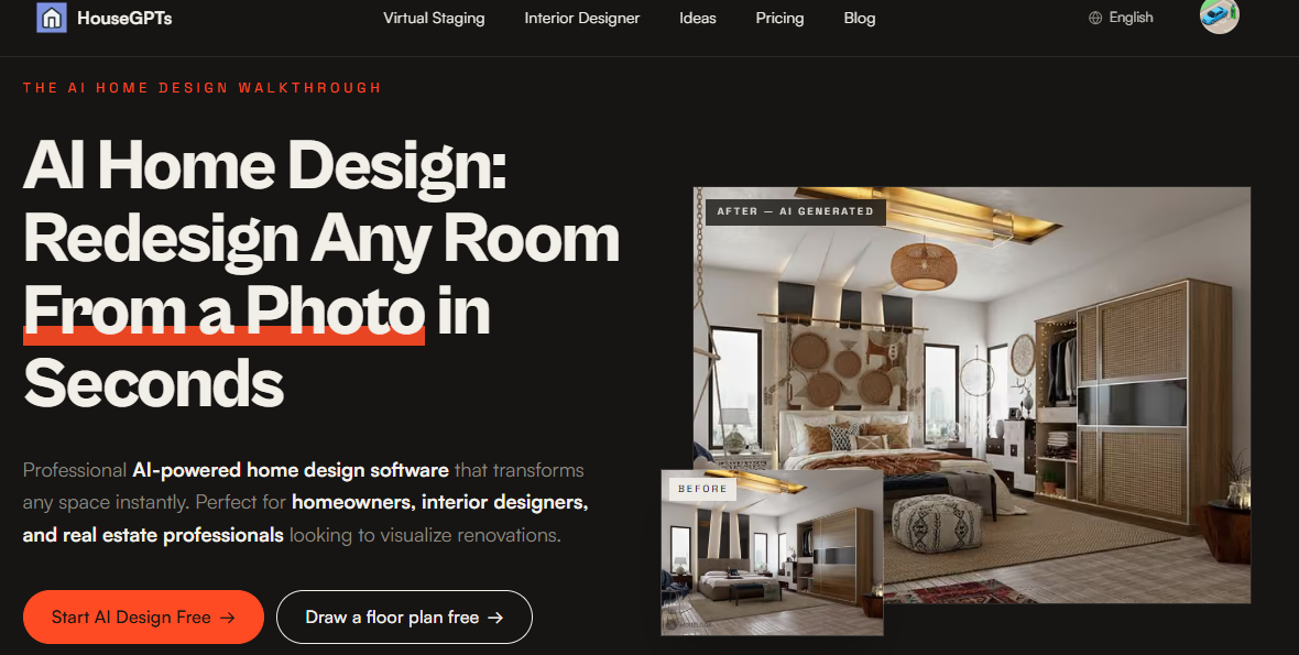 HouseGPTs — Best for AI Room Makeovers From Photos