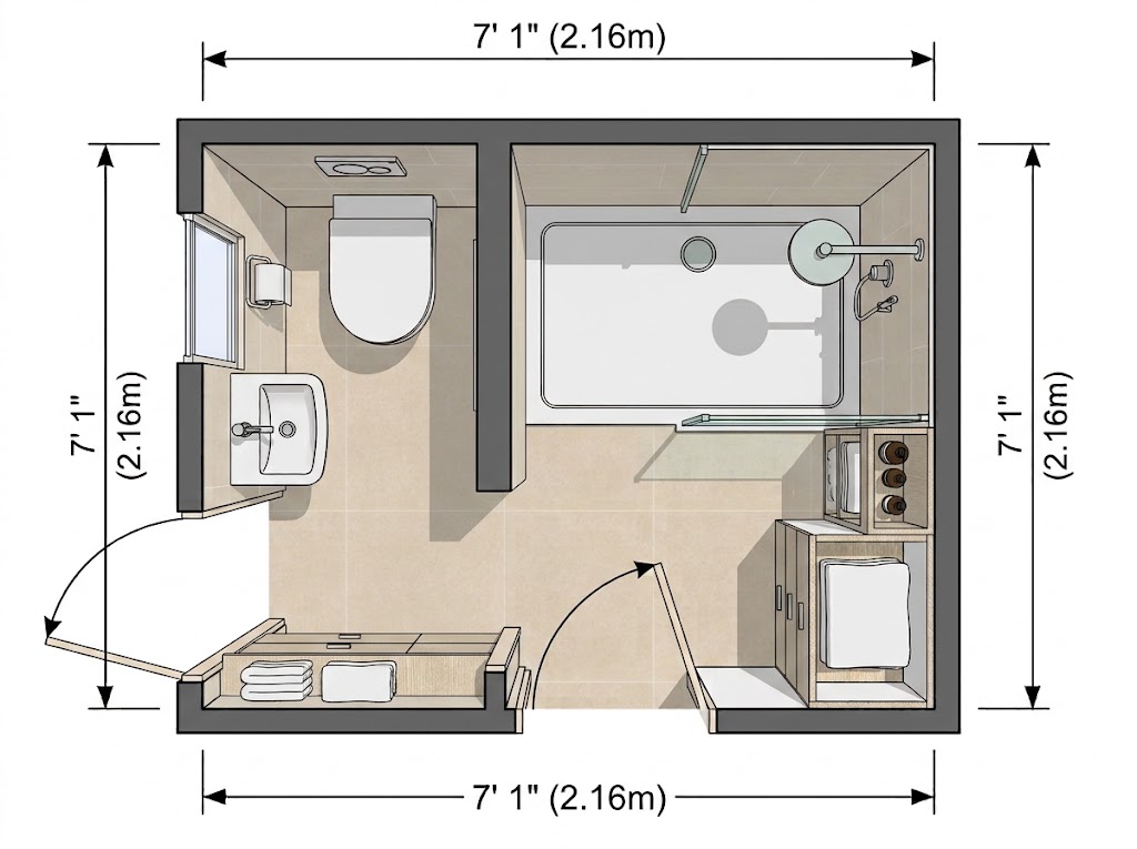 Small Bathroom With a Tub-and-Shower Combination