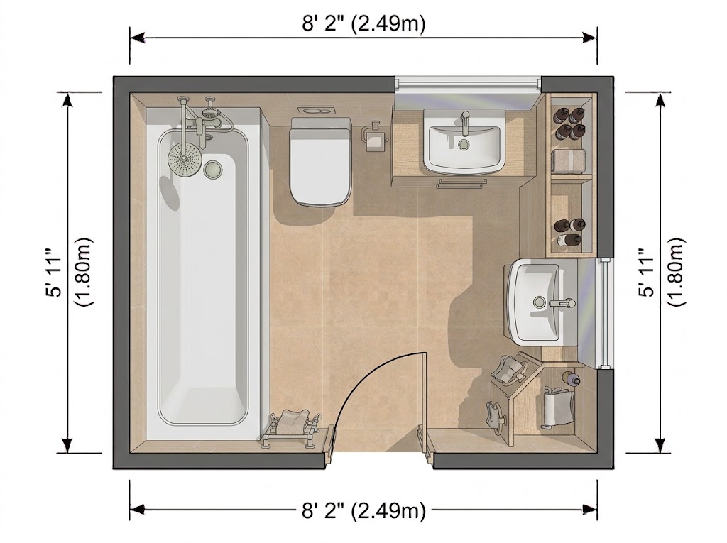 Small Bathroom With Extended Vanity Storage