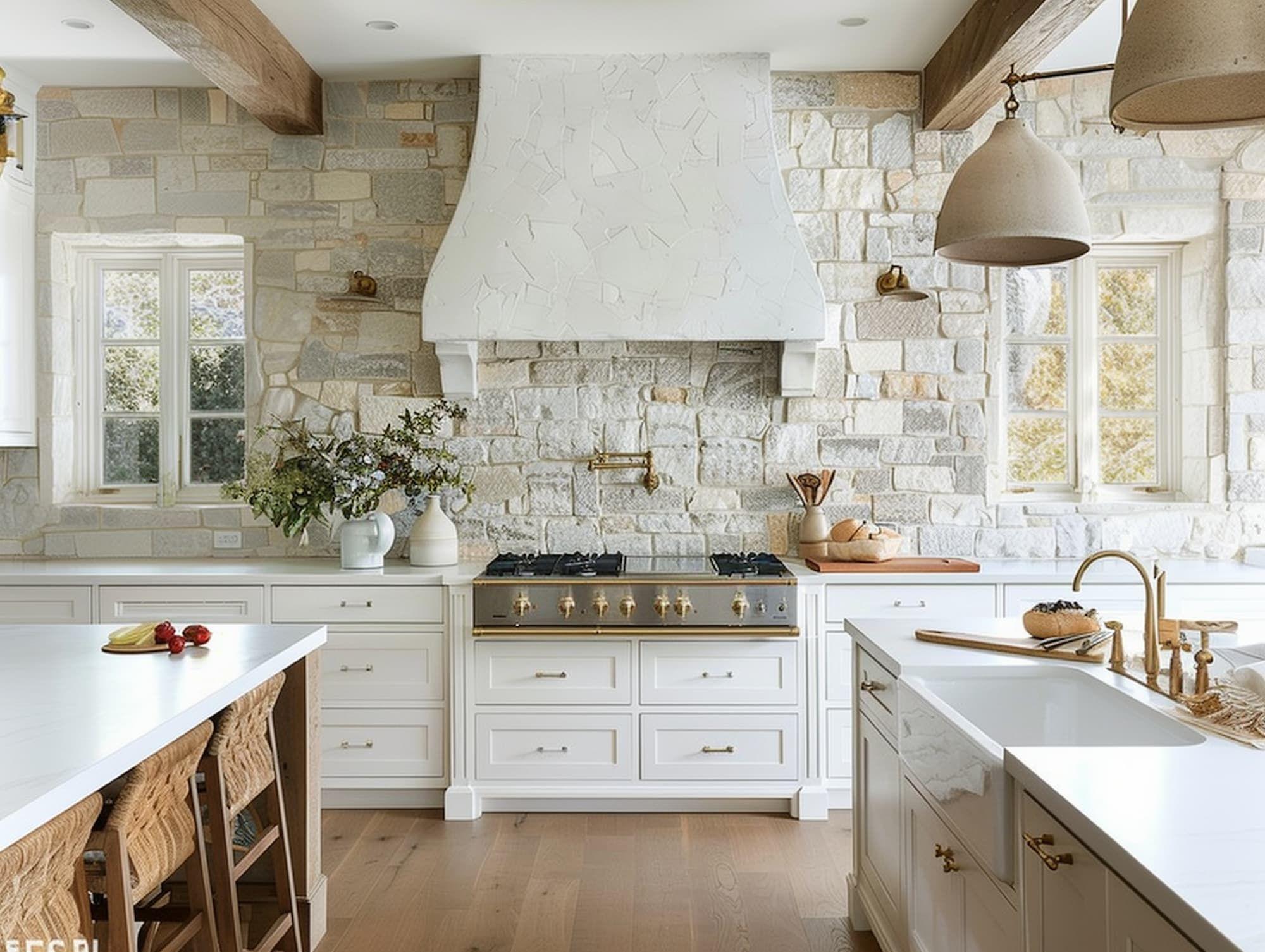 Statement range hood and backsplash