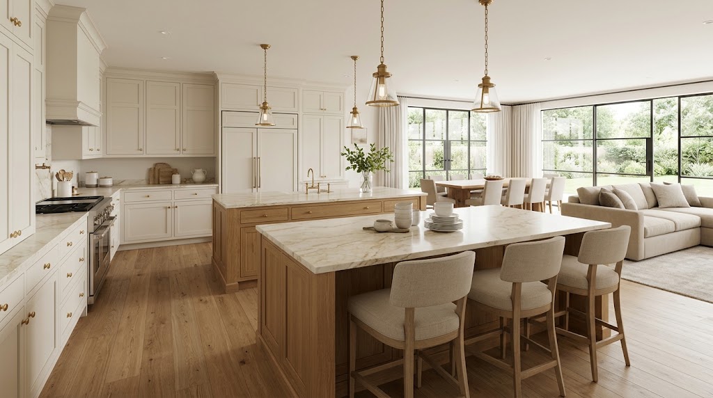 Double Kitchen Islands and Open-Plan Designs