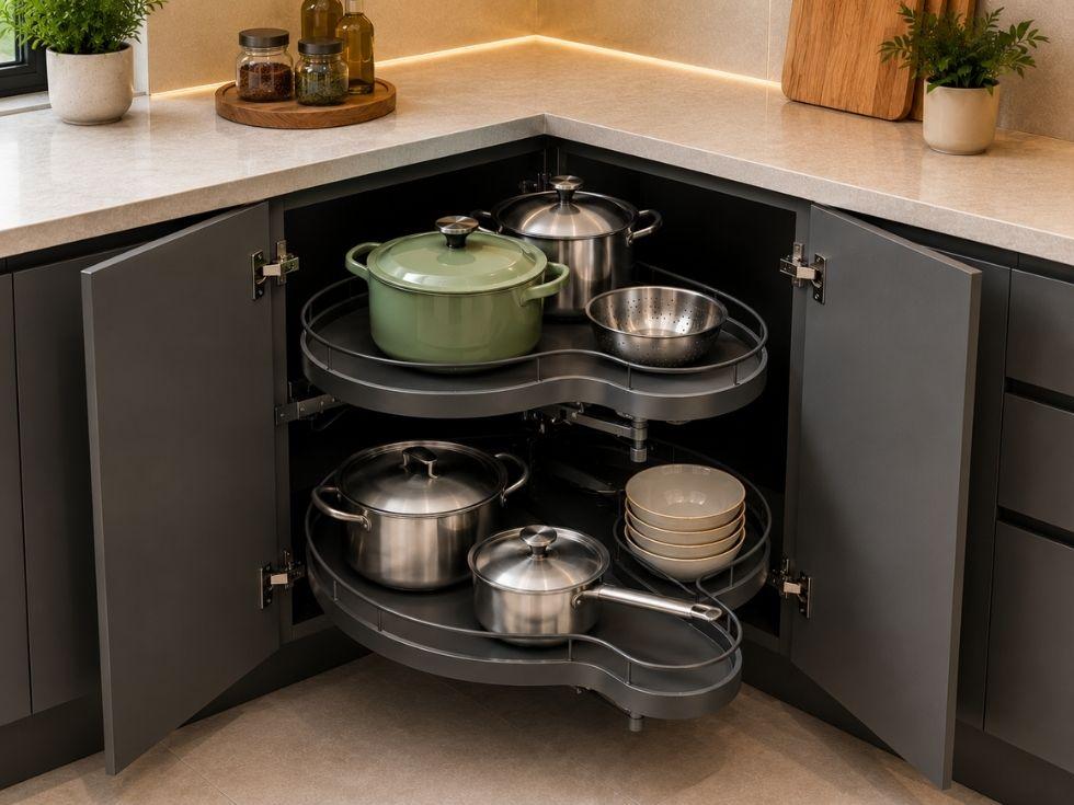 Corner Cabinet Storage Solutions for Awkward Dead Zones