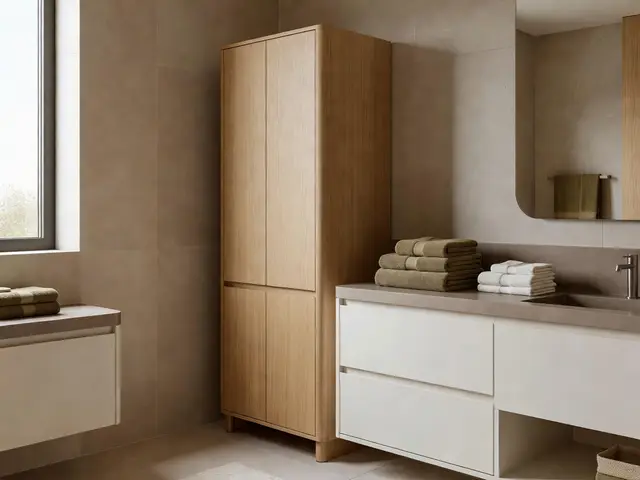 Contemporary Bathroom with Linen Storage
