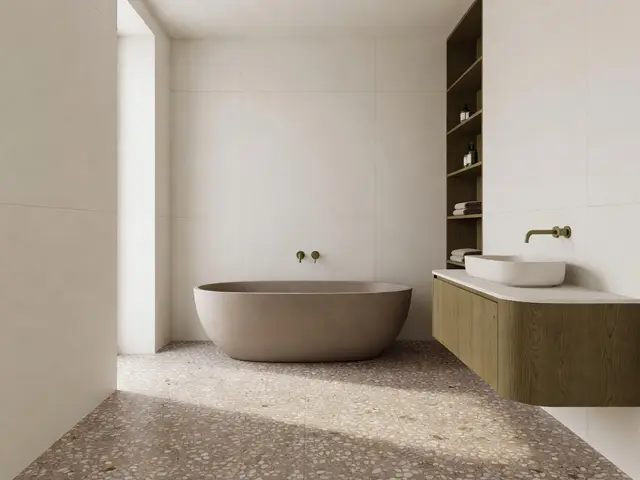 Contemporary Bathroom with Terrazzo Floor