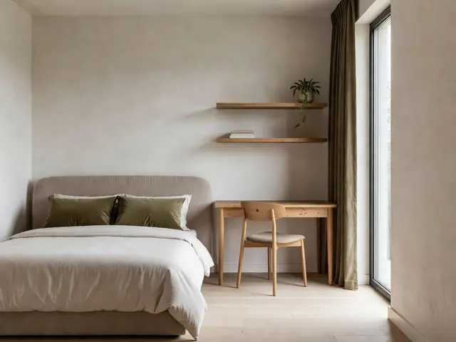 Contemporary Bedroom with Compact Workspace