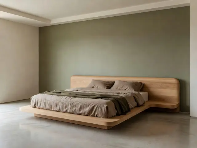 Contemporary Bedroom with Oak Platform Bed