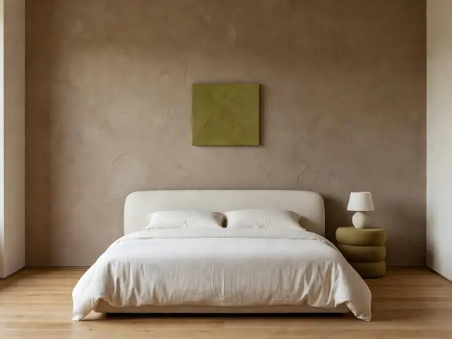 Contemporary Bedroom with Textured Accent Wall