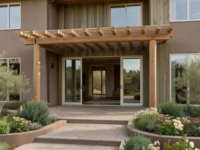 Contemporary Exterior with Timber Pergola