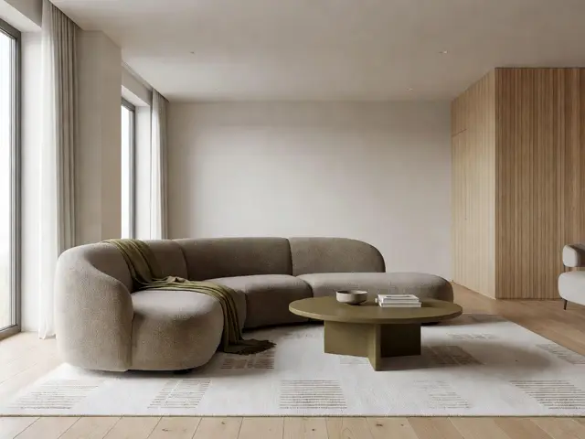 Contemporary Living Room with Curved Sofa