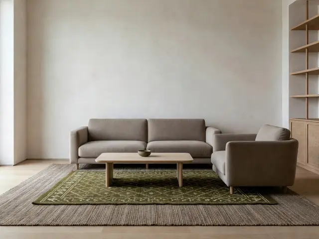 Contemporary Living Room with Layered Rugs