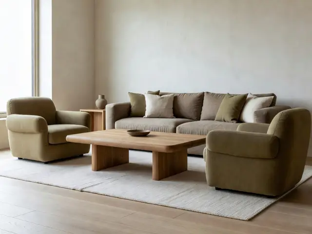Contemporary Living Room with Oak Coffee Table