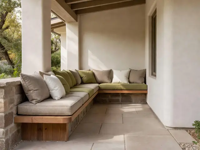 Contemporary Porch with Built-In Bench