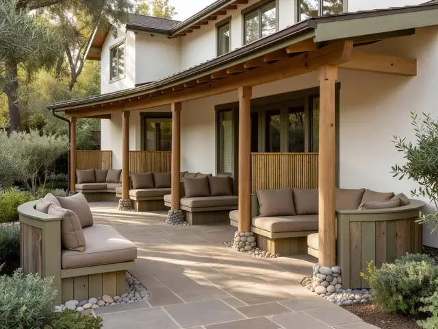 Contemporary Porch with Wraparound Seating