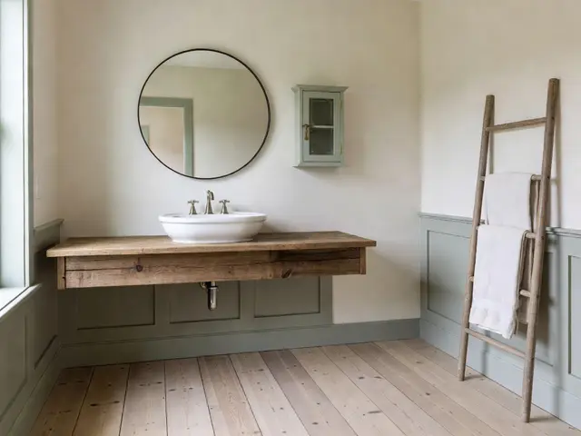 Farmhouse Bathroom with Floating Vanity