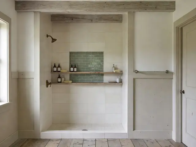Farmhouse Bathroom with Tile Niche