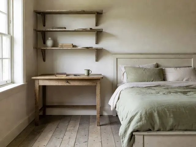 Farmhouse Bedroom with Compact Workspace