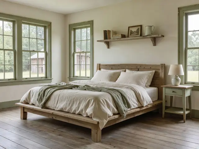 Farmhouse Bedroom with Oak Platform Bed
