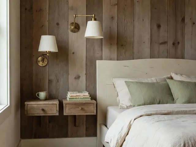 Farmhouse Bedroom with Wall Sconces