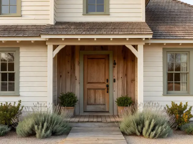 Farmhouse Exterior with Cedar Entry