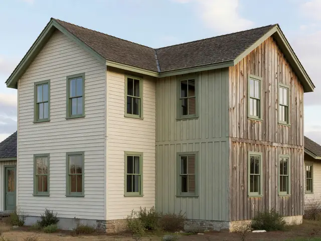 Farmhouse Exterior with Mixed Siding