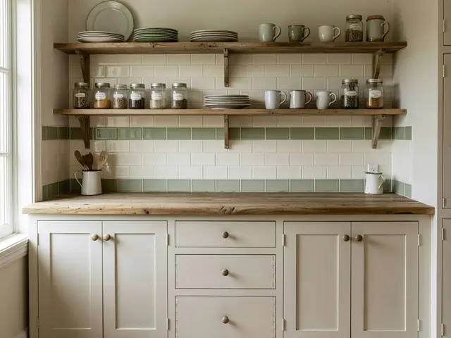 Farmhouse Kitchen with Open Shelves