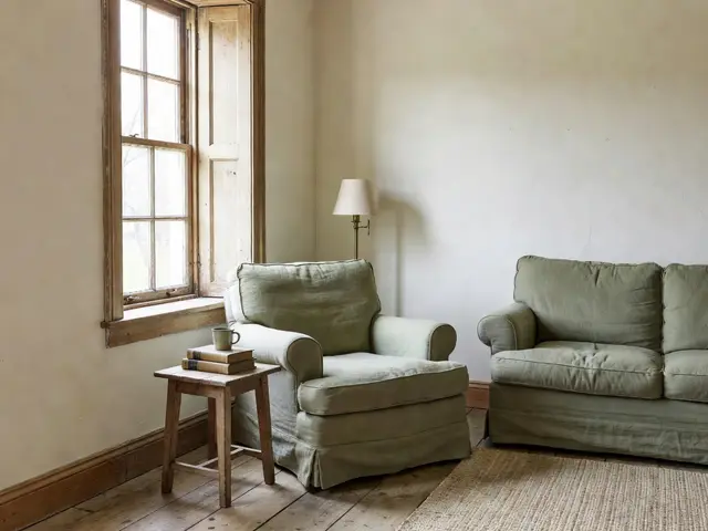 Farmhouse Living Room with Window Reading Nook