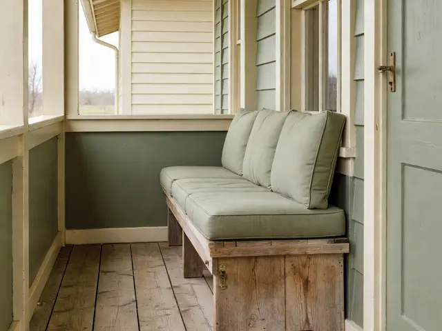 Farmhouse Porch with Built-In Bench