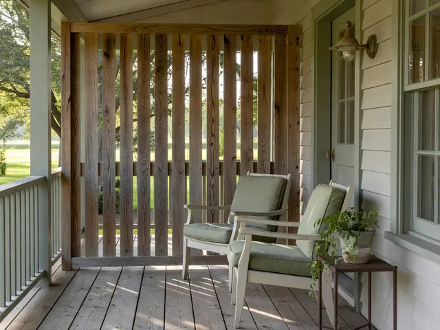 Farmhouse Porch with Slatted Screen