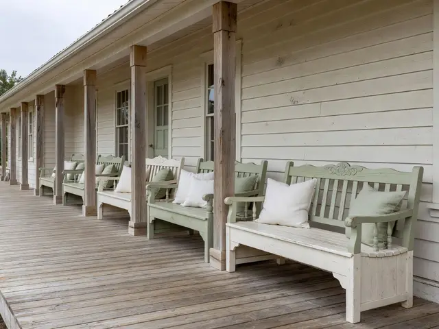 Farmhouse Porch with Wraparound Seating