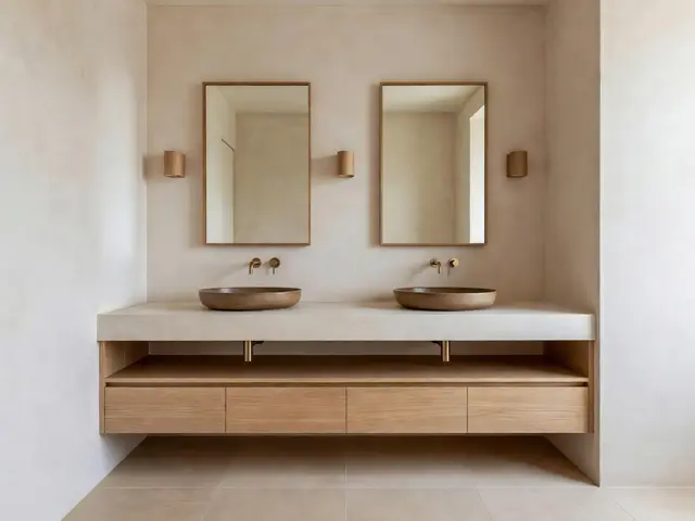 Japandi Bathroom with Double Vanity