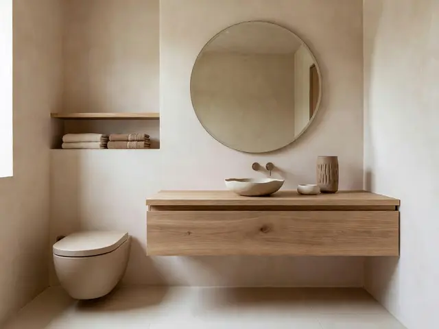 Japandi Bathroom with Floating Vanity