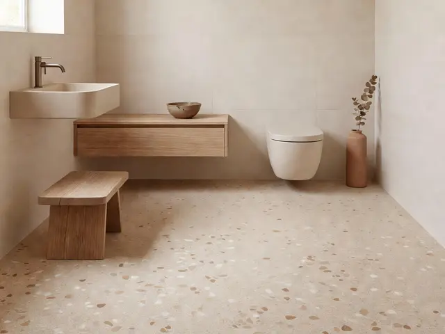 Japandi Bathroom with Terrazzo Floor