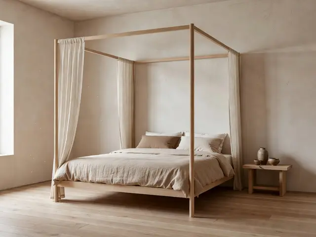 Japandi Bedroom with Canopy Bed