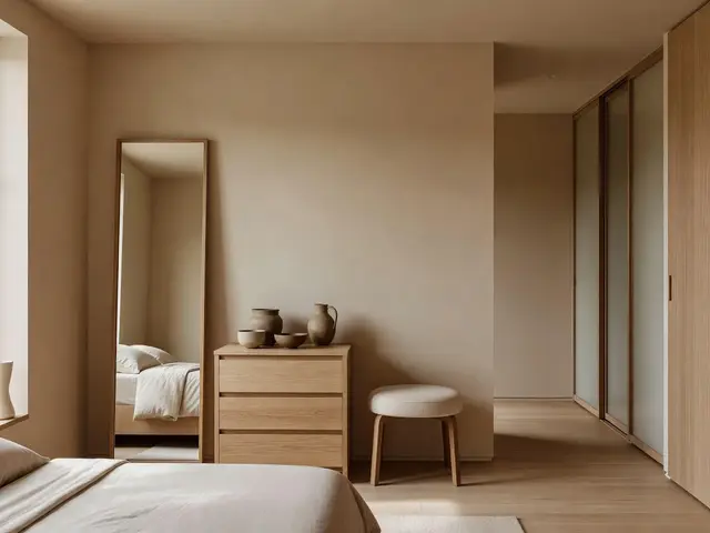 Japandi Bedroom with Dressing Corner