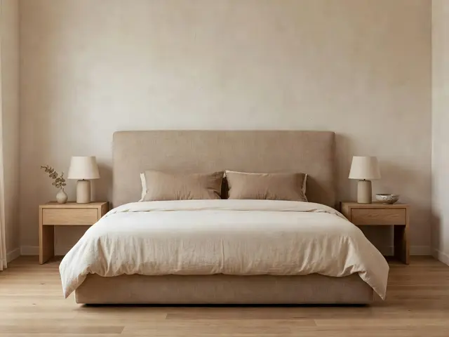 Japandi Bedroom with Upholstered Headboard