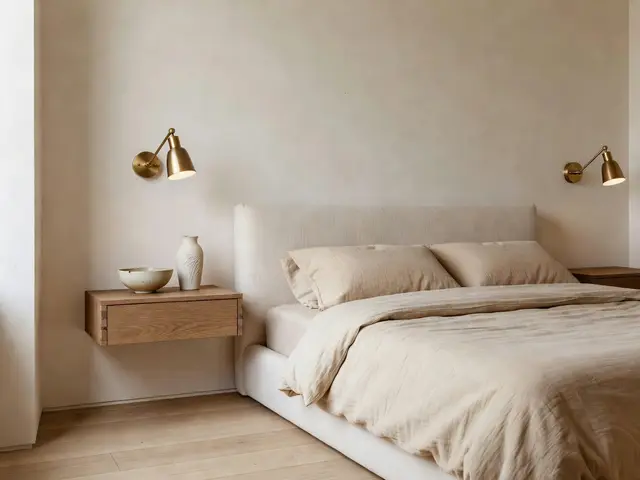 Japandi Bedroom with Wall Sconces