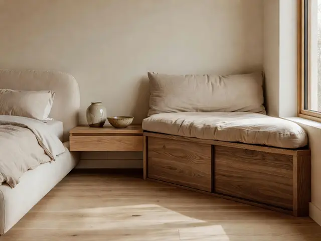 Japandi Bedroom with Window Bench