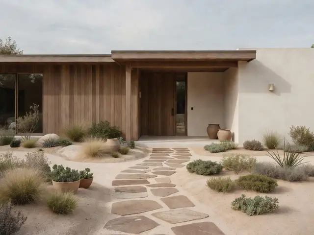 Japandi Exterior with Courtyard Entry