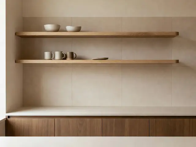 Japandi Kitchen with Open Shelves