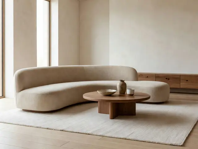 Japandi Living Room with Curved Sofa