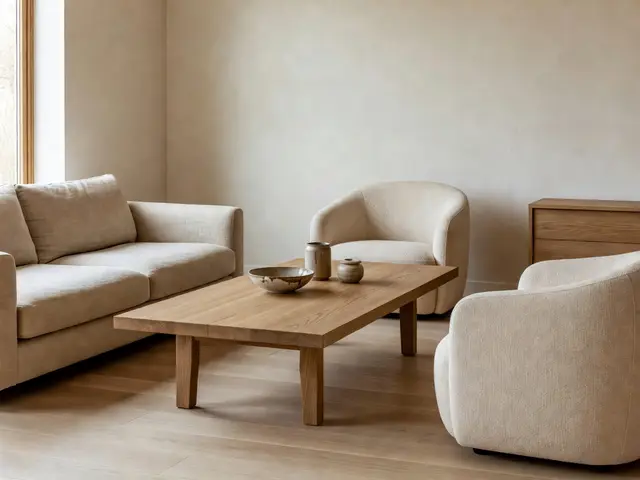 Japandi Living Room with Oak Coffee Table