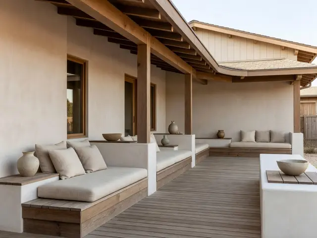 Japandi Porch with Wraparound Seating