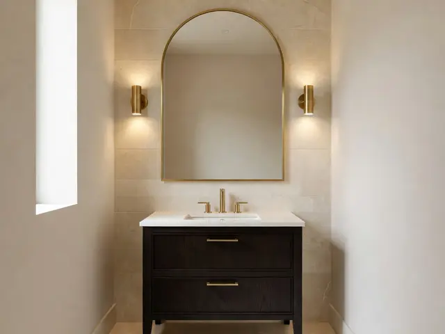 Luxury Bathroom with Arched Mirror