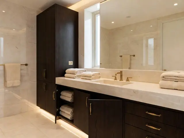 Luxury Bathroom with Linen Storage